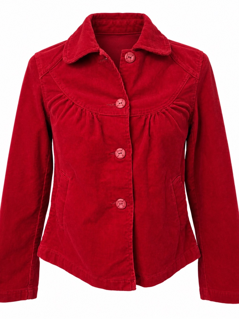 Kikit Jeans Red Corduroy Jacket Women’s Small Button Front 90s Y2K